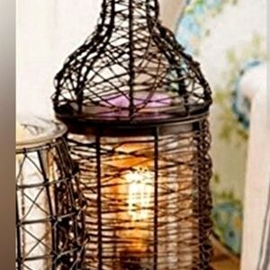 Rustic Brown Woven Lantern Candle Holder - Home Accents